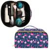 MNSRUU Travel Makeup Bag for Women Girls Moms, Flowers Flamingo Large Capacity Cosmetic Bag Organizer Waterproof Rhombus Toiletry Bag with Compartments and Handle view 3