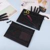 Sinzip 12 Pieces Zipper Nylon Mesh Pouch, Mesh Cosmetic Bags Makeup Bags Pencil Case, Multipurpose Travel Bags for Cosmetic School Office Supplies and Travel Accessories (2 Layers-Black, A5) view 4