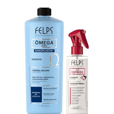 Felps Professional mega Zero Sensitive Nanoplastia Thermal Sealing, 1L with Liss Express Heat Protector Spray, 7.78 fl oz