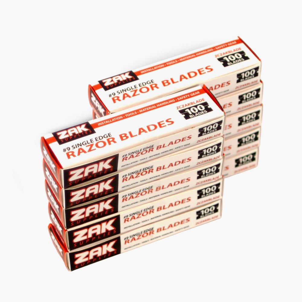ZAK #9 Single Edge Razor Blades (100 pieces per box) Industrial Heavy Duty Steel Blades for Scraping, Epoxy & Silicone Removal, Granite & Countertop Installation. (10)