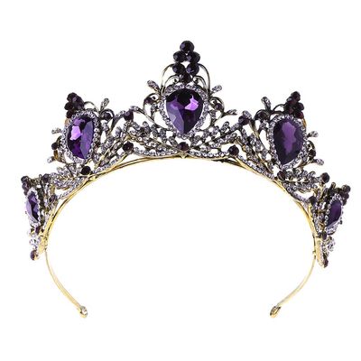 Sisyeuo Eye-catching for Rhinestone Stone Headband Hoop Wedding Bridal Purple Vintage Crown Luxury Princess Hair Jew Headbands for Men and Wristband