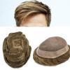 SINGA HAIR Toupee for Men Real Human Hair Replacement System Durable Fine Mono Hair Systems for Men Mono Poly Coated Mens Toupee Hairpiece Unit #2010 Light Ash Blonde+10% Grey 6X8 120% Density view 1