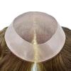 SINGA HAIR Toupee for Men Real Human Hair Replacement System Durable Fine Mono Hair Systems for Men Mono Poly Coated Mens Toupee Hairpiece Unit #2010 Light Ash Blonde+10% Grey 6X8 120% Density view 3