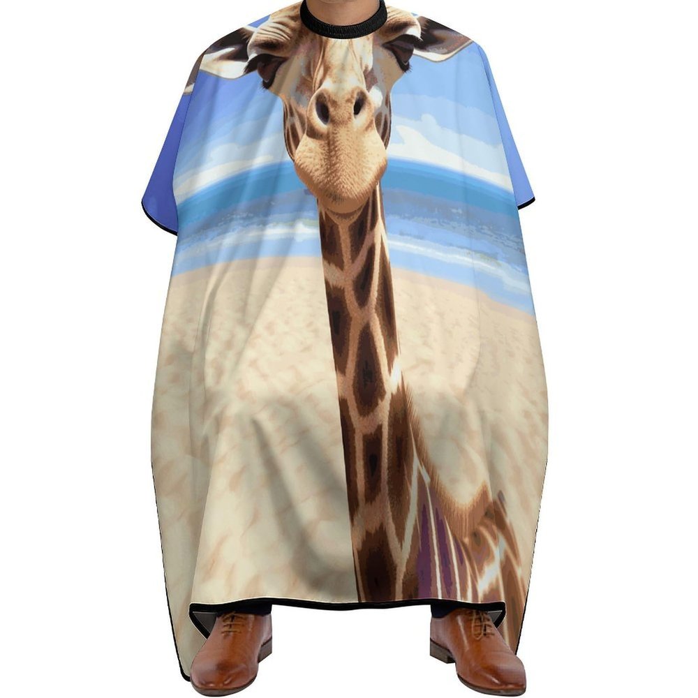 OUAGHBX Beach Giraffe Hair Cutting Cape for Men & Women, Waterproof Barber Cape with Adjustable Neck Buckle,Salon Hair Cutting Accessory for Home Use