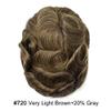 SINGA HAIR Toupee for Men Real Human Hair Replacement System Durable Fine Mono Hair Systems for Men Mono Poly Coated Mens Toupee Hairpiece Unit #720 Very Light Brown+20% Grey 7X9 120% Density view 2