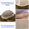 SINGA HAIR Toupee for Men Real Human Hair Replacement System Durable Fine Mono Hair Systems for Men Mono Poly Coated Mens Toupee Hairpiece Unit #720 Very Light Brown+20% Grey 7X9 120% Density view 3
