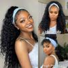 Misser Headband Wig Human Hair Deep Wave 24 Inch Curly Headband Glueless None Lace Front Wigs for Black Women Machine Made 150% Density Natural Color view 2