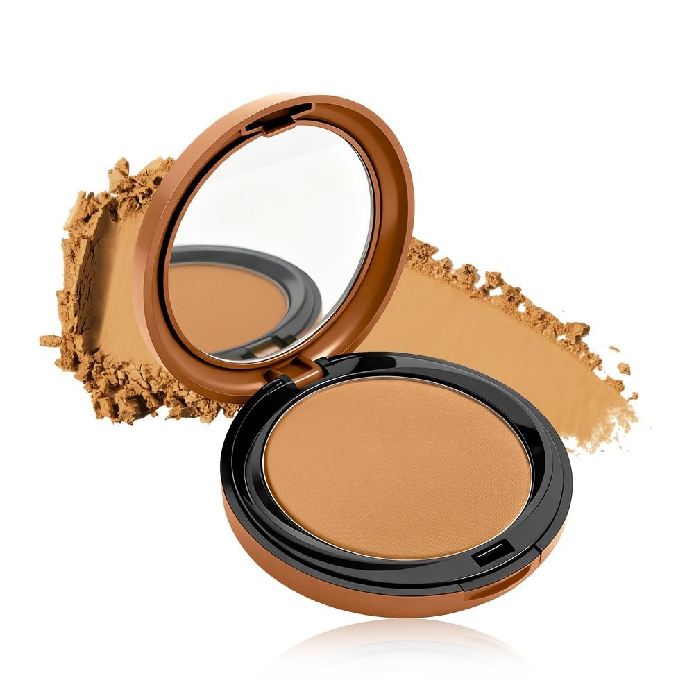Bronze Compact PowderEasy to Blend Buildable Coverage for Long Lasting Bronzed GlowMatte FinishBuildable Coverage for All Skin Tones (01 Sand)