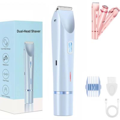 Sanuvia Depiladora, Electric Groomer Razor, Bikini Trimmer for Women, IPX7 Waterproof & Easy Cleaning, Ceramic Blade, 120 Min Cordless Runtime, Ultra Low (Blue)
