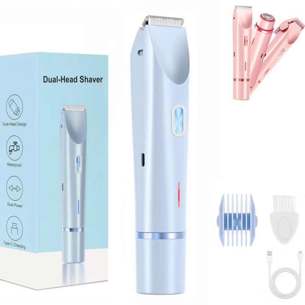 Sanuvia Depiladora, Electric Groomer Razor, Bikini Trimmer for Women, IPX7 Waterproof & Easy Cleaning, Ceramic Blade, 120 Min Cordless Runtime, Ultra Low (Blue)