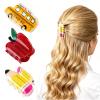 3 Pcs Teacher Hair Clips Set, Fruit Apple, Stationery Pencil and Bus Shaped Claw Clips, Hair Accessories for Women, Daily and Office Wear view 1