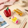 3 Pcs Teacher Hair Clips Set, Fruit Apple, Stationery Pencil and Bus Shaped Claw Clips, Hair Accessories for Women, Daily and Office Wear view 4
