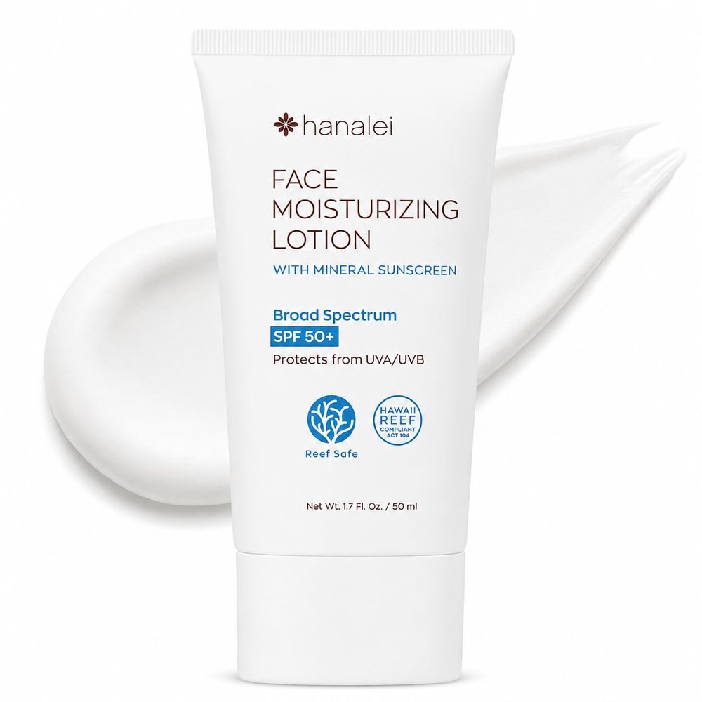 Hanalei SPF 50 Mineral Sunscreen Face Moisturizer, 1.7 oz