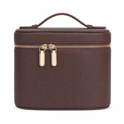 idoltimes Cosmetic Case, Leather Makeup Bag, Portable Handheld Makeup Case, Detachable Compartments