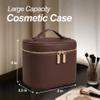 idoltimes Cosmetic Case, Leather Makeup Bag, Portable Handheld Makeup Case, Detachable Compartments view 2