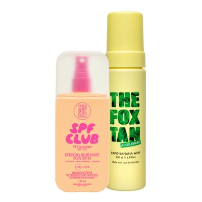 The Fox Tan Rapid Banana Whip & Glow Boost Body SPF Tanning Bundle, Glow Boost Body SPF 30(150mL) +Banana Whip(200mL), Vegan & Cruelty-Free (2 Pieces)