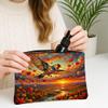 Fall Goldfinch Bird Makeup Bag, Holiday Patriotic Maple Cosmetic Travel Pouch for Women, Portable Small Canvas Zipper Organizer, Autumn Toiletry Bag 7x9 Inch view 3