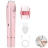 Womens Shaver, 2-in-1 Dual-Head Bikini Trimmer, Waterproof Electric Shaver for Face, Arm, Leg, Underarm, Washable Hair Removal, Includes Cleaning Brush and Type-C Charging Cable, Pink view 3