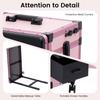 DNYSYSJ Rolling Manicure Table Foldable Nail Desk with 3 Drawers, Lockable Makeup Train Case with Mirror&Light, Cosmetic Trolley w/Built-in Speaker for Mobile Nail Techs Salon (Pink) view 2
