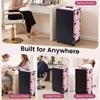 DNYSYSJ Rolling Manicure Table Foldable Nail Desk with 3 Drawers, Lockable Makeup Train Case with Mirror&Light, Cosmetic Trolley w/Built-in Speaker for Mobile Nail Techs Salon (Pink) view 4