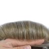 LYRICAL HAIR French Lace Front Human Hair System for Men Poly Skin Toupee For Men Natural Hairline Breathable Lace Hair Piece #640 Light Brown wIth 40% Gray Hair-90% density, 6"X9" view 3