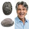 LYRICAL HAIR Mens Toupee Hair Piece System Replacement for Men Fine Mono Lace Front Mens Hairpiece Durable Poly Skin PU Around Hair Unit Wig for Men 8"X10" #1B80 Off Black+80% Gray-120% Density view 1