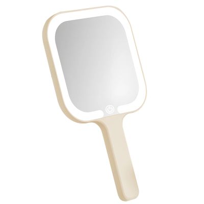 LED Handheld Mirror, Portable Makeup Mirror with Lights, 3 Color Lighting Modes, Type-C Rechargeable Travel Vanity Mirror, Compact Personal Beauty Tool for Dorm and Daily Use