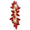 Red Rhinestone Floral Hair Clip, Pearl Barrette with Gold Tone Finish, Korean Style Ponytail Holder for Women and Girls, 3 x 1.1 x 0.9 in view 1