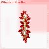 Red Rhinestone Floral Hair Clip, Pearl Barrette with Gold Tone Finish, Korean Style Ponytail Holder for Women and Girls, 3 x 1.1 x 0.9 in view 2