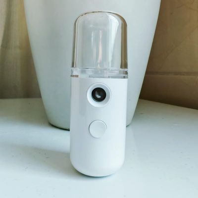 Nano Mister for Facial Steaming, Handheld Cool Mist Skin Hydrator with USB Charging, White Plastic Personal Humidifier for Face Moisturizing and Beauty Care
