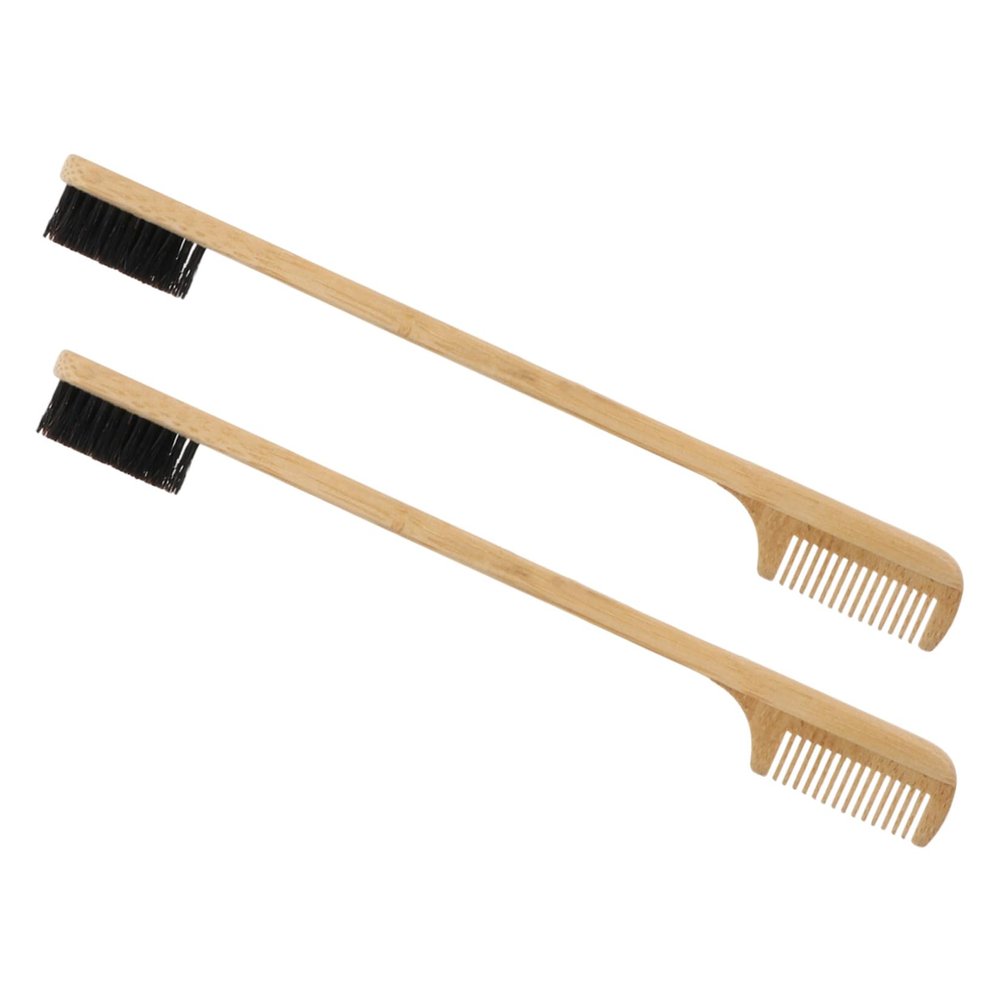 HINTRMENT Wooden Beard Comb and Brush Set Mustache Shaping 2pcs for Men, Dual-ended Precision Grooming Tool with Nylon Bristles and Travel-friendly Design, for Beard and Eyebrow Styling