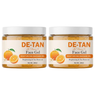 Chitaaksh De-Tan Face Gel with Vitamin C - Moisturizing Massage Gel for Brightening & Sun Tan Removal - Radiant Glowing Skin (Pack Of 2)