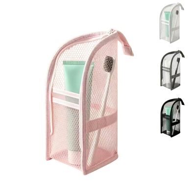 Terlanreey Stand-Up Toiletry Bag, Waterproof Travel Makeup Foldable Bag, Large Capacity Hanging Organizer for Toiletries, Travel Organizer Pouch for Bathroom, Gym, Business Trip (Pink)