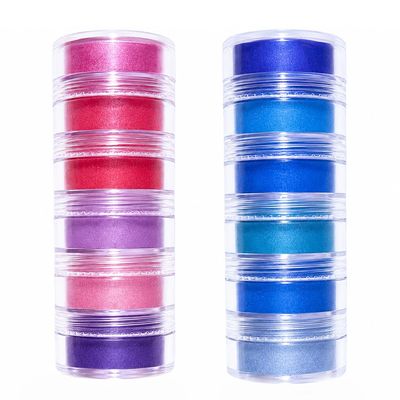 JANCHUN Shimmer Powder Eyeshadow Set, 12 Shades, Pink, Purple, Blue, Teal, Stackable Containers