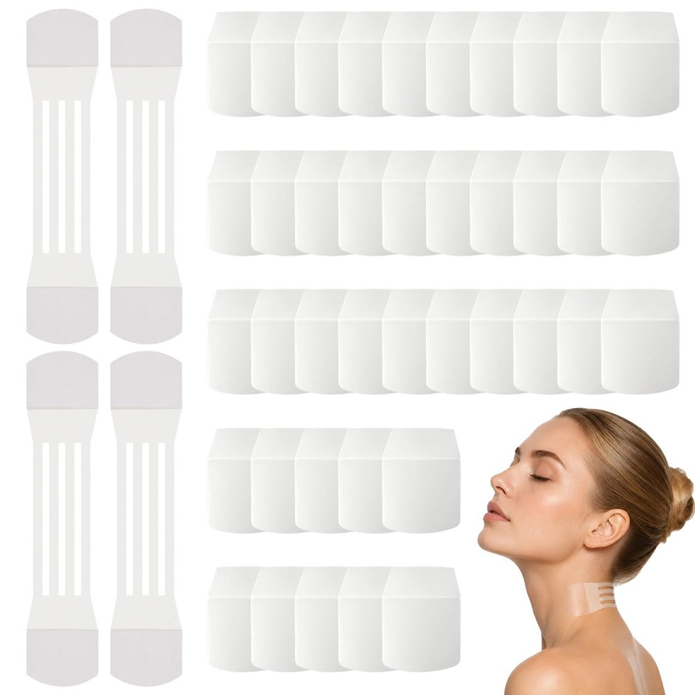 Lnidpd 44pcs Face Neck Lift Tapes Instant Invisible Wrinkle Smoothing Skin Tightening Quick Bands Waterproof High Elastic Pre-Assembled Jaw Jowl Wrinkle Patches for Sagging Women Ladies Beauty