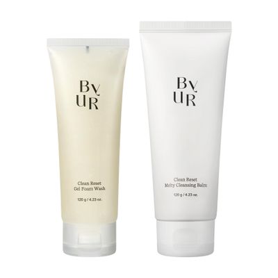 ByUR Cleansing Balm and Gel Foam Wash Cleanser - Facial Oil Based Makeup Remover & Deep Gentle Exfoliating Perlite Wash for Daily Clean Face Reset Natural Korean Skincare (4.2 oz each) - Set Bundle