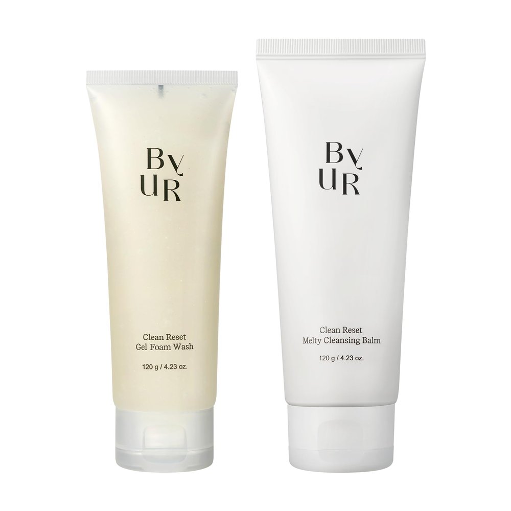 ByUR Cleansing Balm and Gel Foam Wash Cleanser - Facial Oil Based Makeup Remover & Deep Gentle Exfoliating Perlite Wash for Daily Clean Face Reset Natural Korean Skincare (4.2 oz each) - Set Bundle