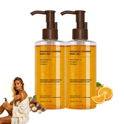 Shimmer Bronzing Hydrating Body Oil with Macadamia, Radiance Tanning Body Oil Hydrating Glow for Smooth Skin, Ideal for Beach, Pool & Vacation Daily (4 fl oz) (2Pcs)