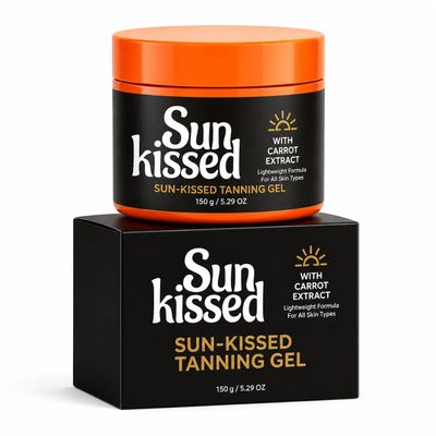 Sun-Kissed Tanning Gel with Carrot Extract, 150 g / 5.29 oz Bronze-Looking Body Gel, Hydrated-Looking Glow, Smooth Even-Looking Finish for Summer Body Care, 1 Jar with Matching Box (4PCS)
