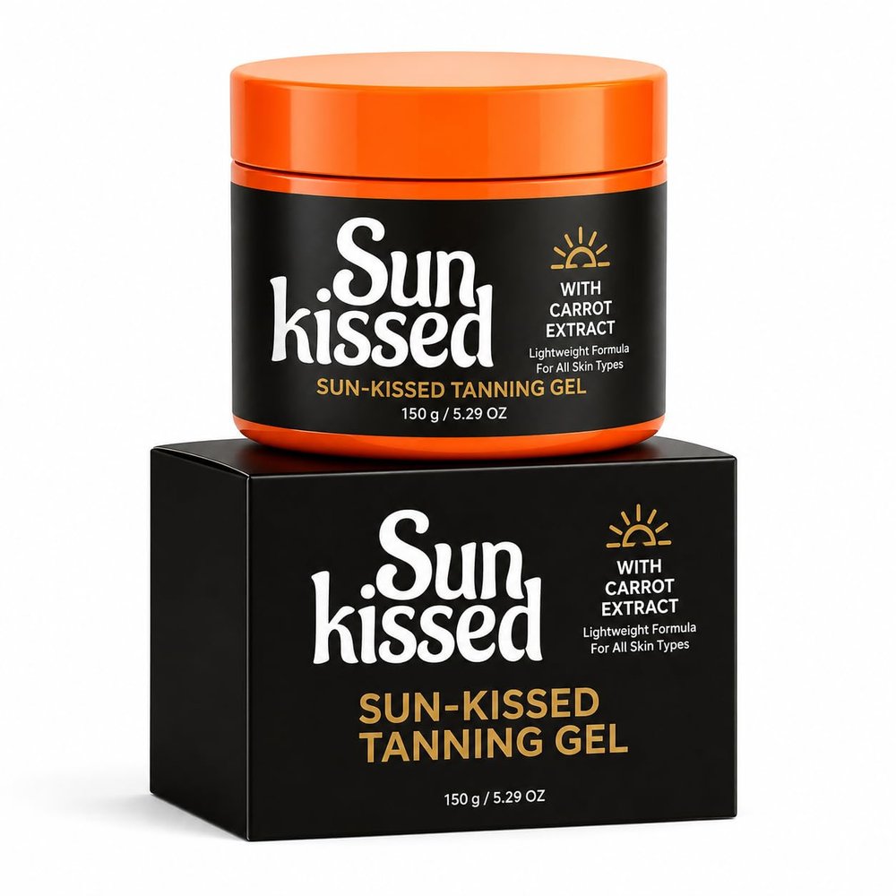 Sun-Kissed Tanning Gel with Carrot Extract, 150 g / 5.29 oz Bronze-Looking Body Gel, Hydrated-Looking Glow, Smooth Even-Looking Finish for Summer Body Care, 1 Jar with Matching Box (4PCS)