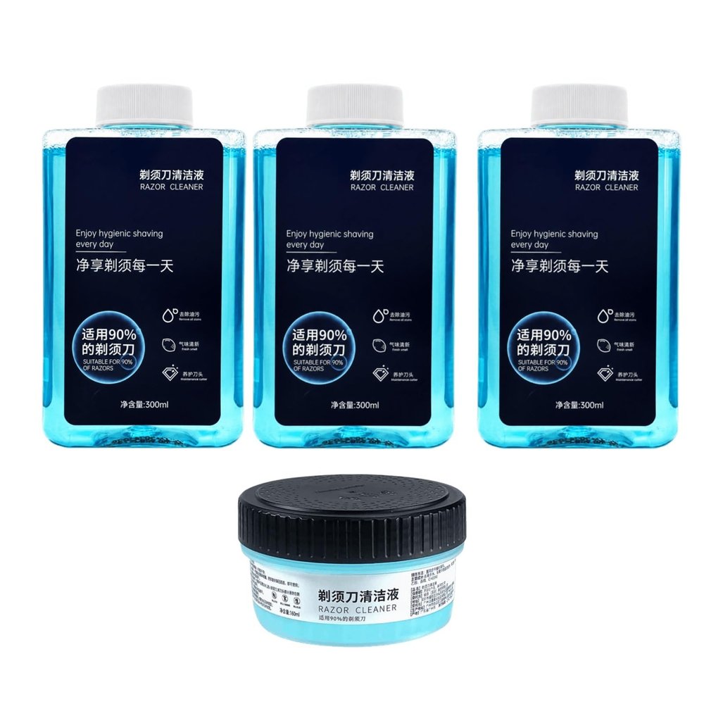 HVOENQO Compatible with Philips S7735/S8850/S7832/S9935/S9936, CC13 Electric Razor Cleaning Liquid, 300MLX3, 170MLX1, Lubricates Blades, Removes Odors