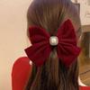 QERTYHJK Big Bow Hair Clip Retro Solid Color High Ladies Sweet Accessories view 3