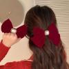 QERTYHJK Big Bow Hair Clip Retro Solid Color High Ladies Sweet Accessories view 4