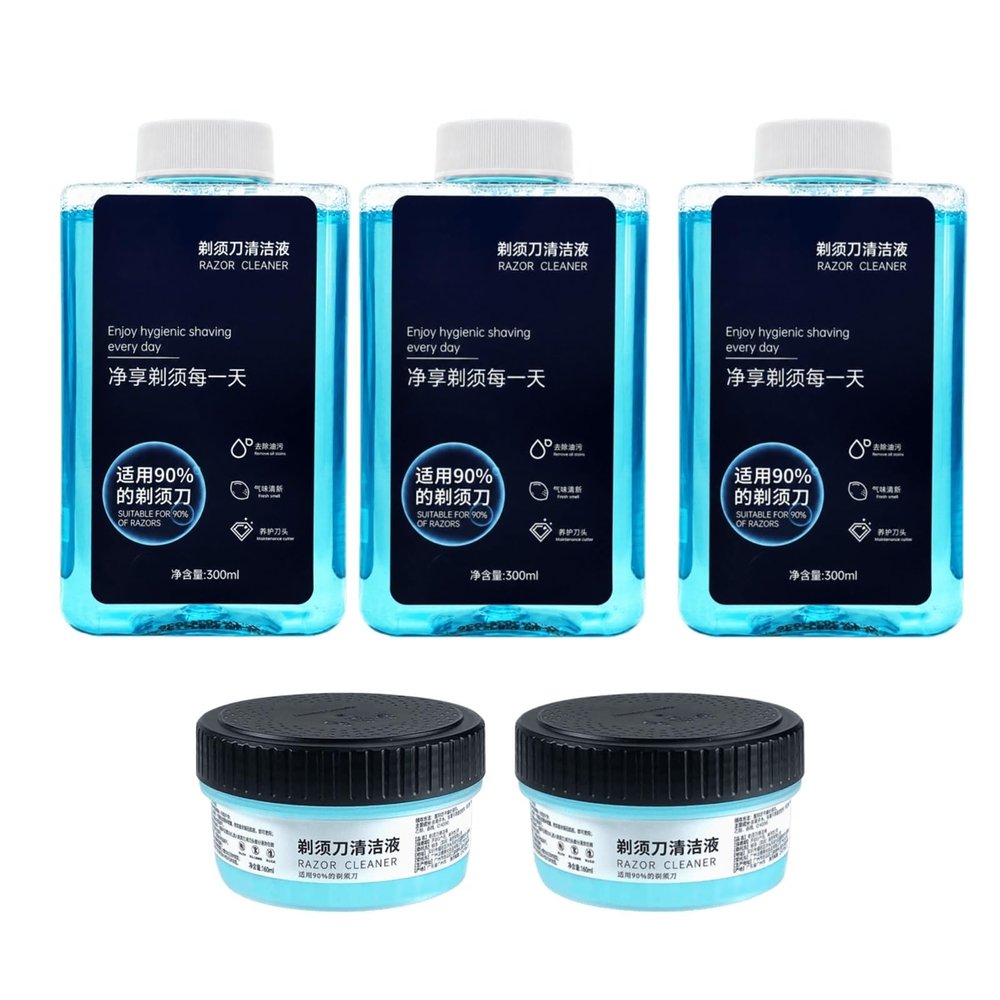 HVOENQO Compatible with Philips S7735/S8850/S7832/S9935/S9936, CC13 Electric Razor Cleaning Liquid, 300MLX3, 170MLX2, Lubricates Blades, Removes Odors