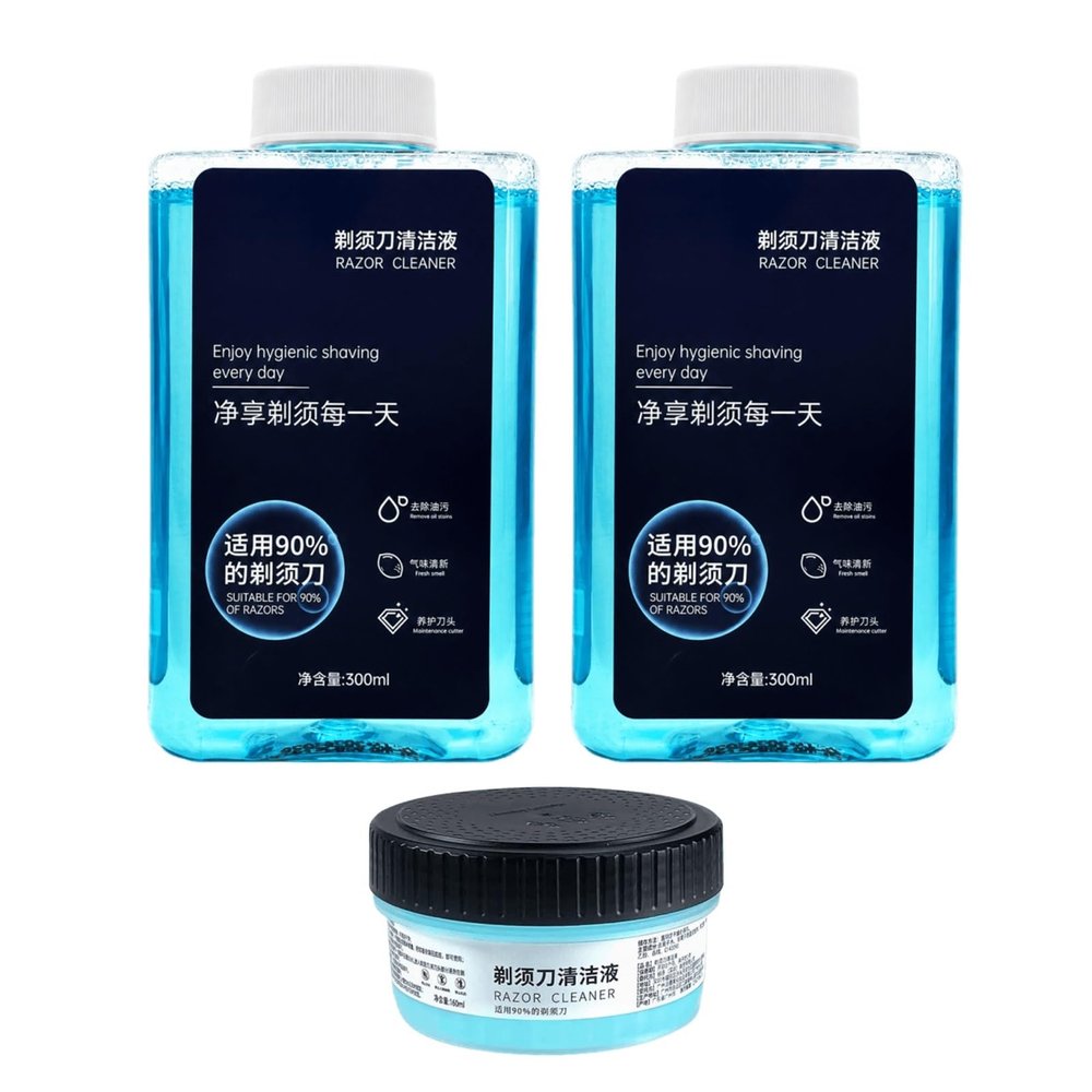 HVOENQO Compatible with Philips S7735/S8850/S7832/S9935/S9936, CC13 Electric Razor Cleaning Liquid, 300MLX2, 170MLX1, Lubricates Blades, Removes Odors