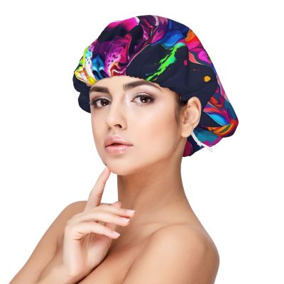 Moxquju Neon Pop Art Pitbull For Women'S Sleep Cap, Elastic Sleeping Bonnet For Natural And Curly Hair