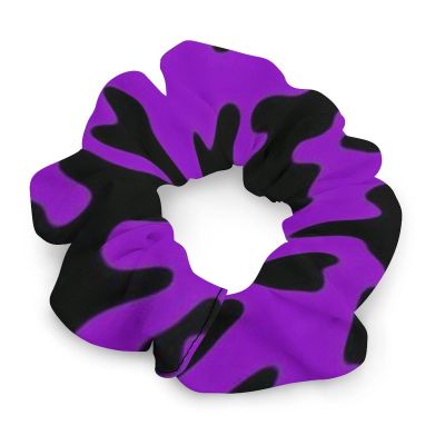 Casual Hair Scrunchies Stretch Hair Elastics for Thick Thin Hair, Purple Camo Art No Crease Hair Coils Dreadlock Accessories