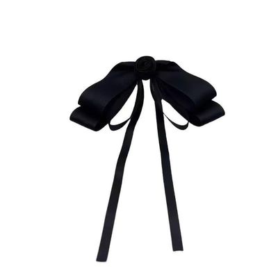 LWECMGSA Retro Black Camellia Ribbon Hair Accessory Updo Fabric Headwear