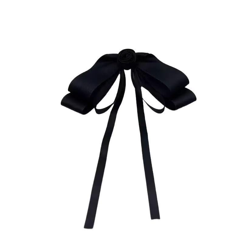 LWECMGSA Retro Black Camellia Ribbon Hair Accessory Updo Fabric Headwear