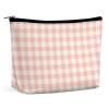 UXDVXGS Powder Pink Gingham Multi-purpose Cosmetic Bag with Zipper Purse Organizer for Travel, Daily Use view 1